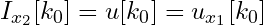 I_{x_2}[k_0] = u[k_0] = u_{x_1}[k_0]
