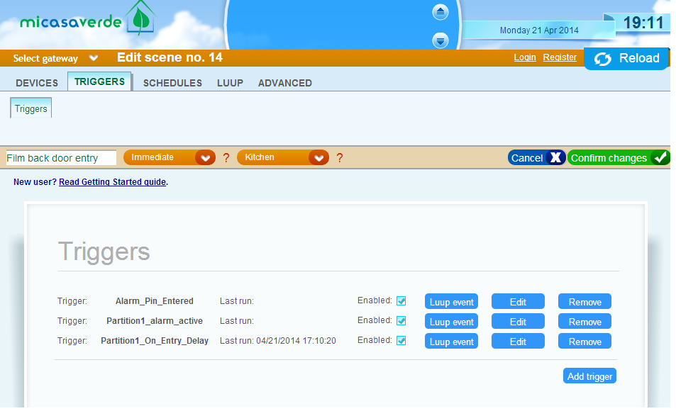 Vera ties home automation devices together with an attractive web based GUI.