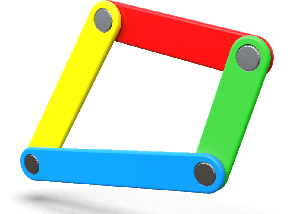 Assembly of several link arms tied together with hardware.