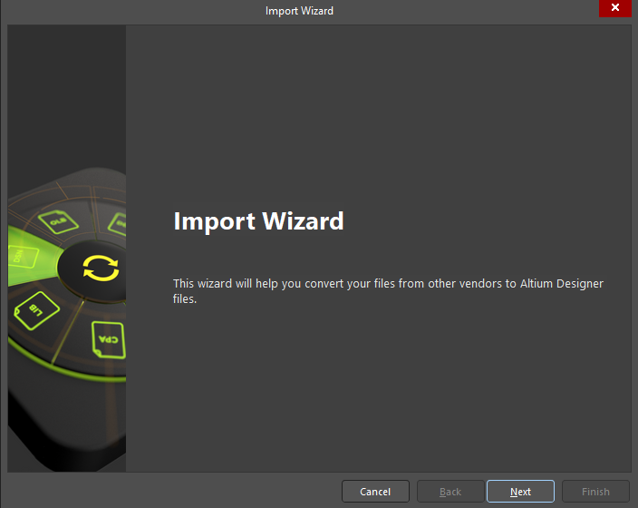 Screenshot image of import wizard intro screen